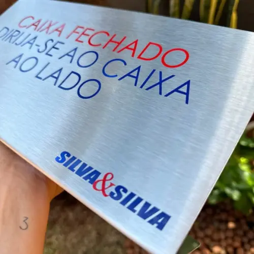 Placa de Identificação de Mesa Personalizada - Inox 15x30