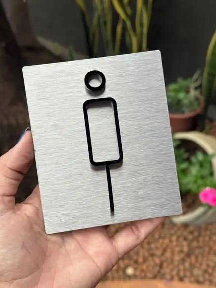 Placa de Identificação de Sala - Caulim 10x12 Inox