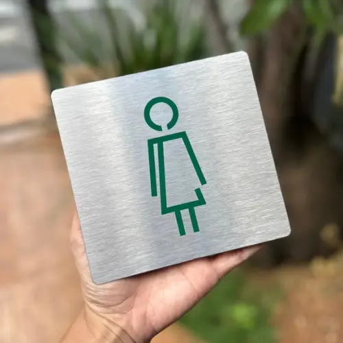 Placa de Identificação de Sala - Caulim 14x14 Inox