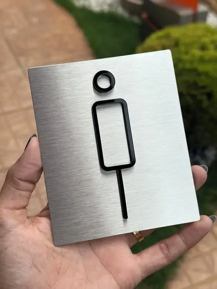 Placa de Identificação de Sala - Caulim 10x12 Inox