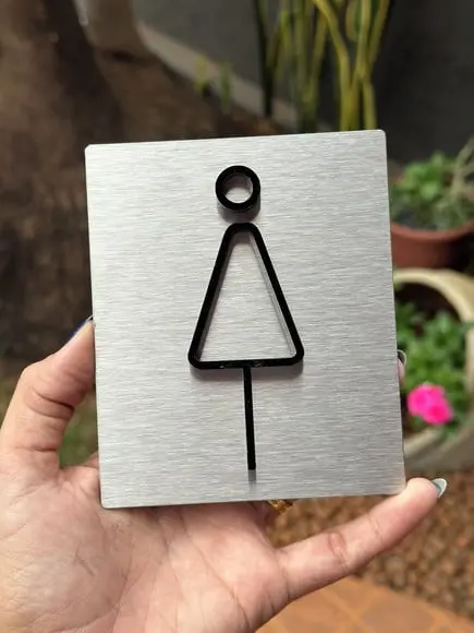 Placa de Identificação de Sala - Caulim 10x12 Inox