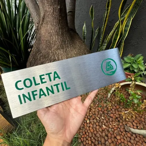Placa de Identificação de Sala - Caulim 30x10 Inox