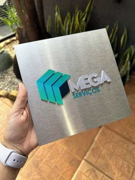 Placa de Identificação de Sala - Inox 19,8x19,8
