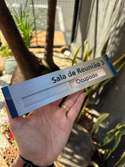 Placa de Identificação de Sala Inox 22x5 + Livre/ocupado