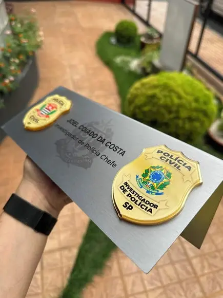Placa de Identificação Delegado - Inox 25x10