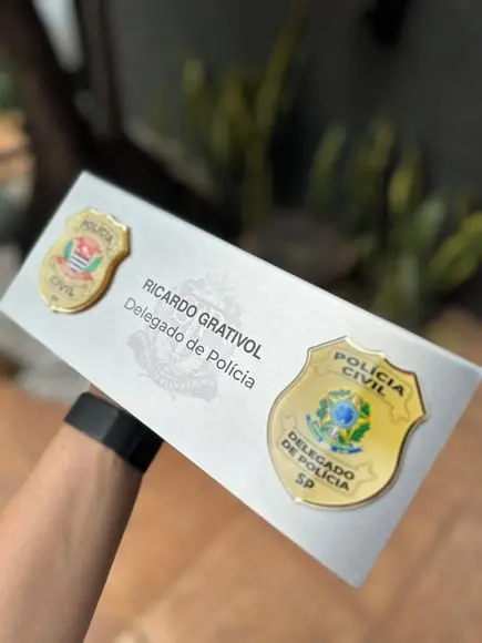 Placa de Identificação Delegado - Inox 25x10