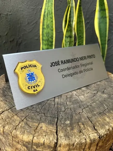 Placa de Identificação Delegado - Inox 25x10