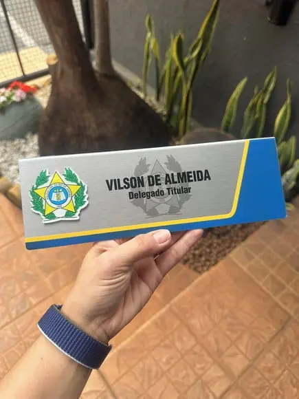 Placa de Identificação Delegado - Inox 25x10