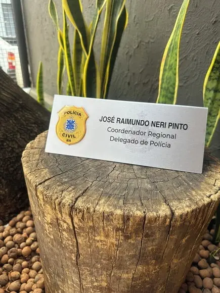 Placa de Identificação Delegado - Inox 25x10