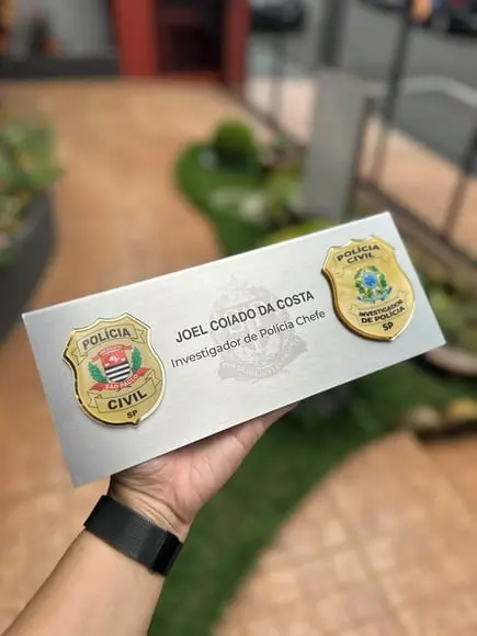 Placa de Identificação Delegado - Inox 25x10