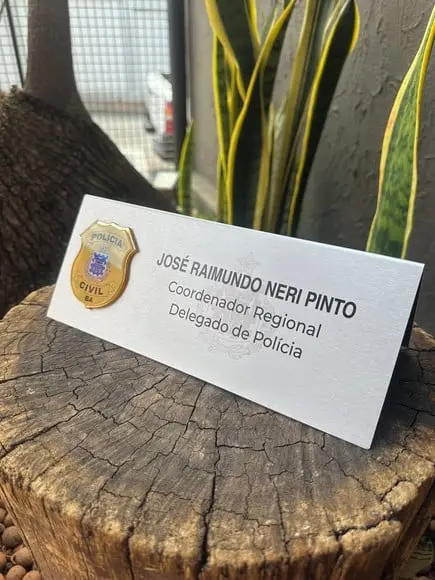 Placa de Identificação Delegado - Inox 25x10