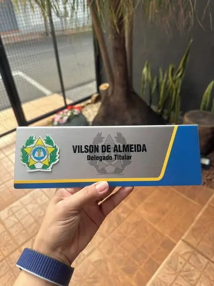 Placa de Identificação Delegado - Inox 25x10