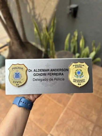 Placa de Identificação Delegado - Inox 25x10