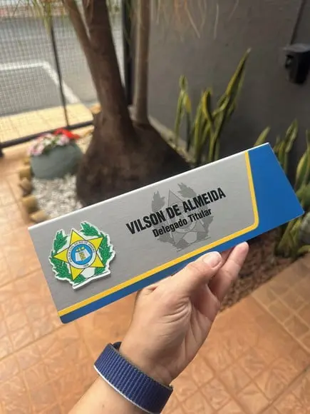Placa de Identificação Delegado - Inox 25x10