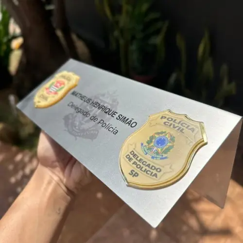Placa de Identificação Delegado - Inox 25x10