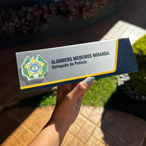 Placa de Identificação Delegado - Inox 25x10