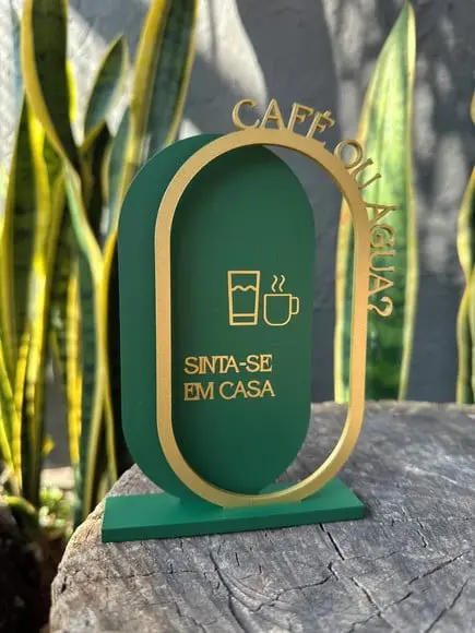 Placa de Mesa Café - Personalizada- Café ou Agua