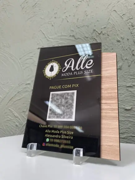 Placa de Pix - Modelo Mini Calcita mdf e Acrílico