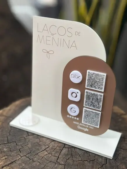 Placa de Pix com Tag Nfc - Personalizada 3 - Laços de Menina