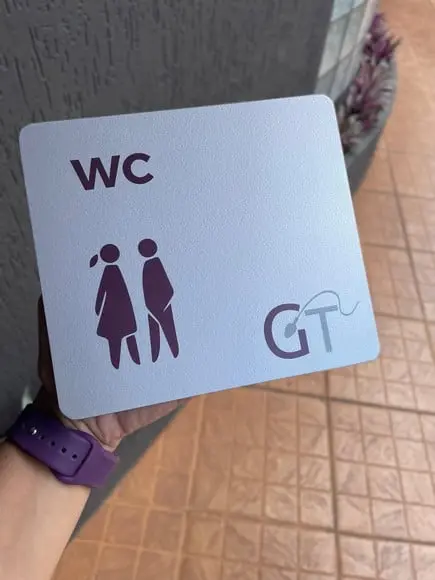 Placa Identificação de Wc - Banheiro - Modelo Caulim 16x18