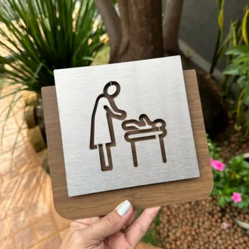 Placa para Fraldário - Banheiro - Sanitário - Ágata Inox