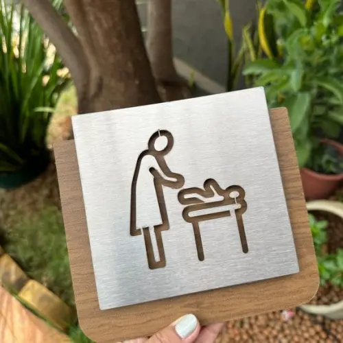 Placa para Fraldário - Banheiro - Sanitário - Ágata Inox