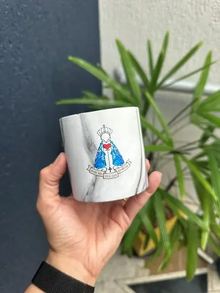 Vaso de Cerâmica com Adesivo Transfer