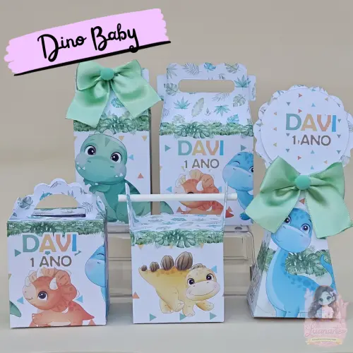 Personalizados Kit 20 Peças Caixas Dino Baby/Lembrancinha de Fes