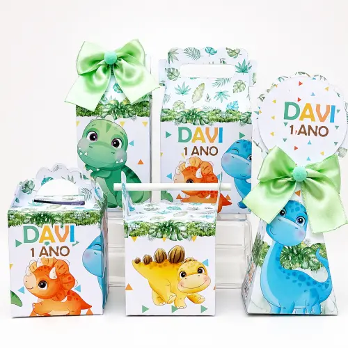 Personalizados Kit 25 Peças Caixas Dino Baby/Lembrancinha de Fes