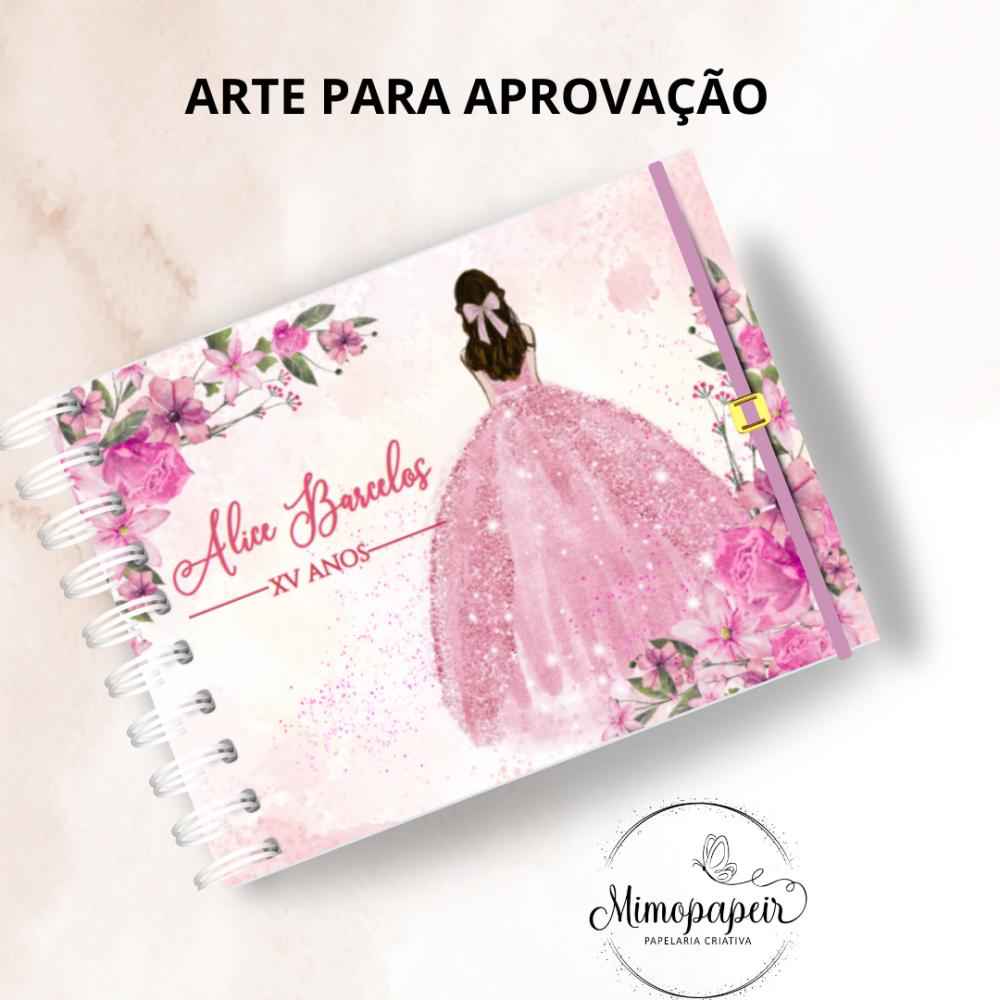 Caderno de mensagem A5 Debutante, Livro de assinatura para 15 Ano