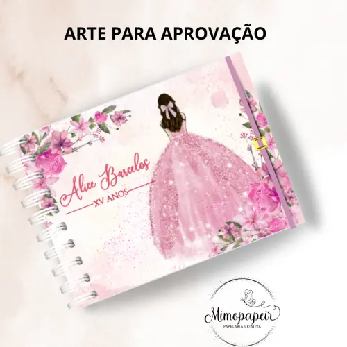 Caderno de mensagem A5 Debutante, Livro de assinatura para 15 Ano