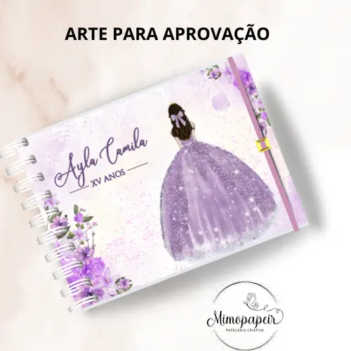 Caderno de mensagem A5 Debutante, Livro de assinatura para 15 Anos. 25 folhas (50 páginas) 120gr