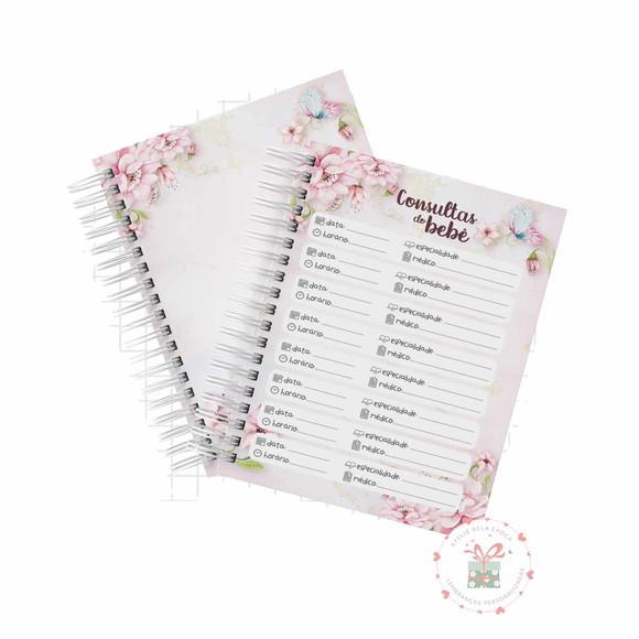 Caderneta de Saúde Personalizada Borboleta Floral - Menina