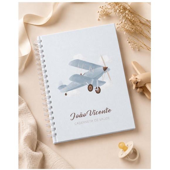 Caderneta de Vacinação Infantil Personalizada - Avião Azul