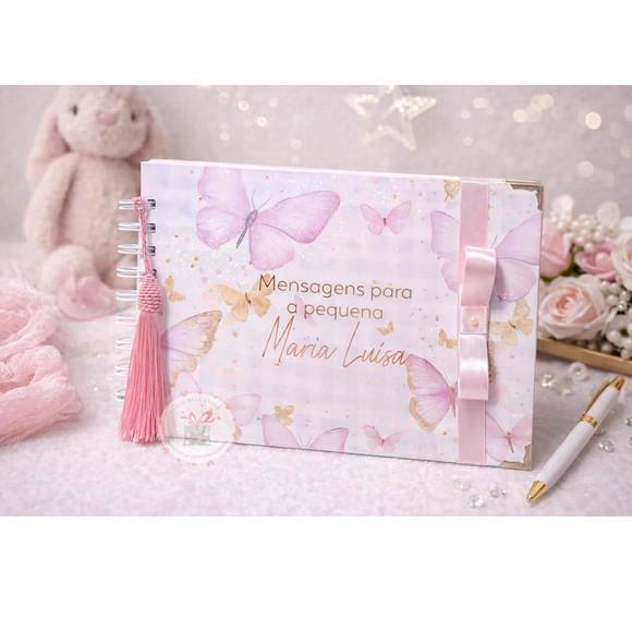 Caderno de Assinaturas e Mensagens - Tema Borboleta