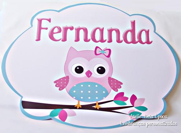 Festa Coruja- Placa de pvc