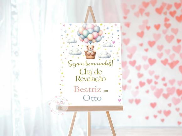 Painel Chá Revelação - Bem Vindos - Urso Baloeiro