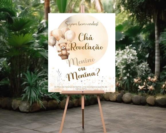 Painel Chá Revelação - Bem Vindos - Urso Baloeiro