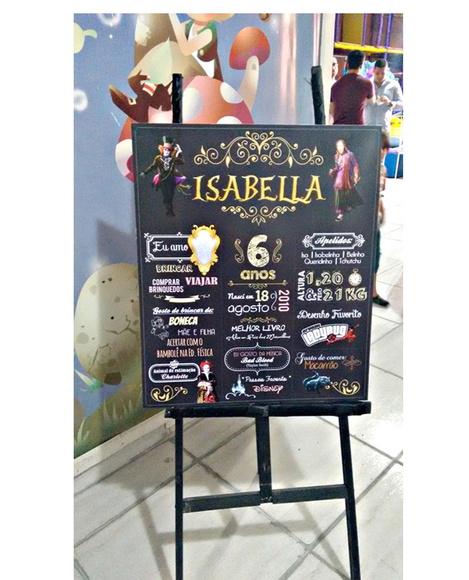 Painel de Aniversário - Chalkboard - Festa Alice
