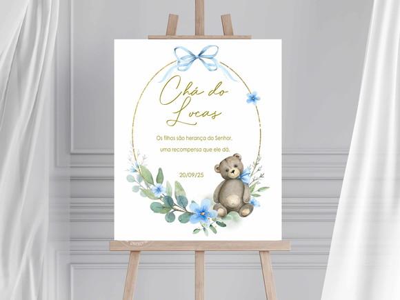 Painel para Chá de Bebê - Urso Azul-