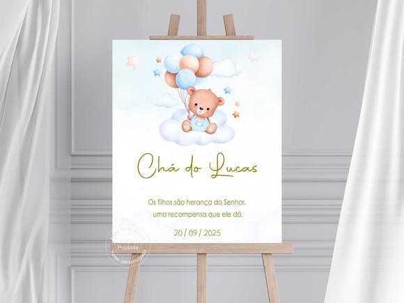 Painel para Chá de Bebê - Urso Azul