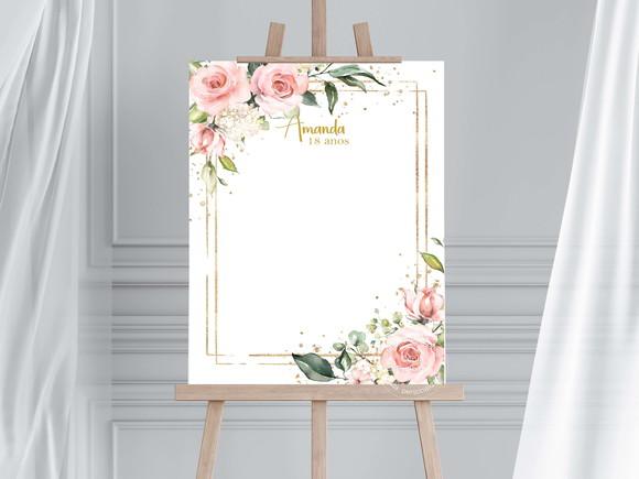 Painel para Assinaturas - Flores Rosas