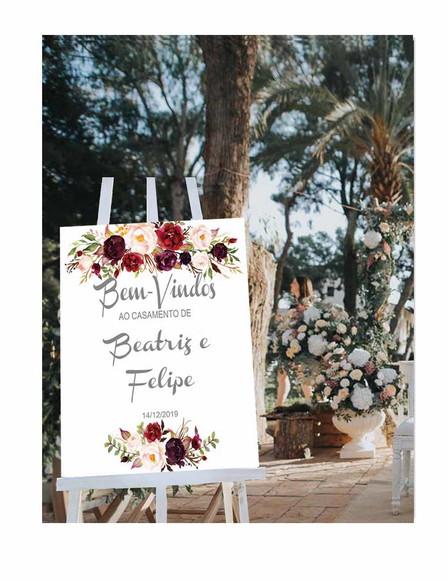 Placa Bem Vindos ao Nosso Casamento