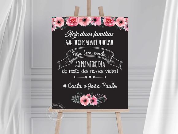 Placa Casamento Bem-vindos ao Nosso Casamento
