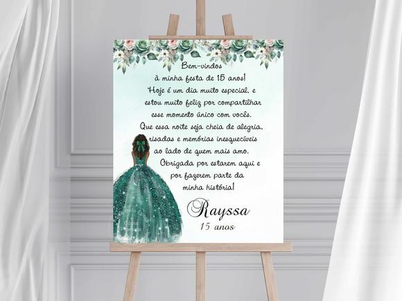Placa de Boas Vindas - Festa 15 Anos - Verde