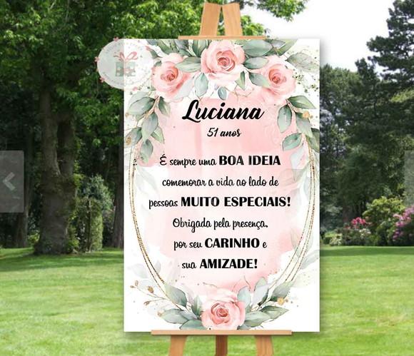 Placa de Boas Vindas - Flores Rosas
