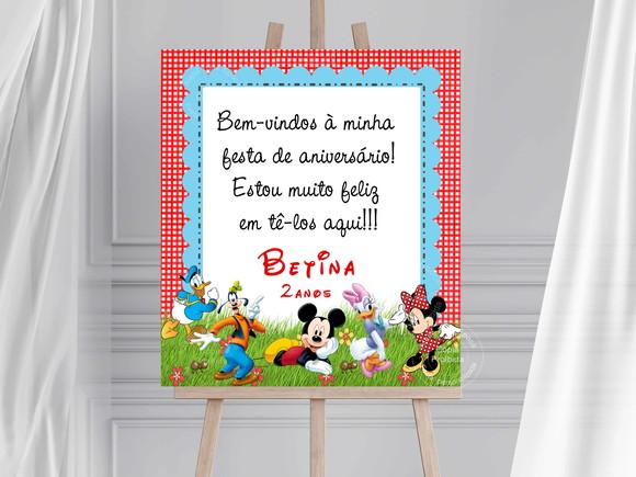Placa de Boas Vindas - Turma do Mickey
