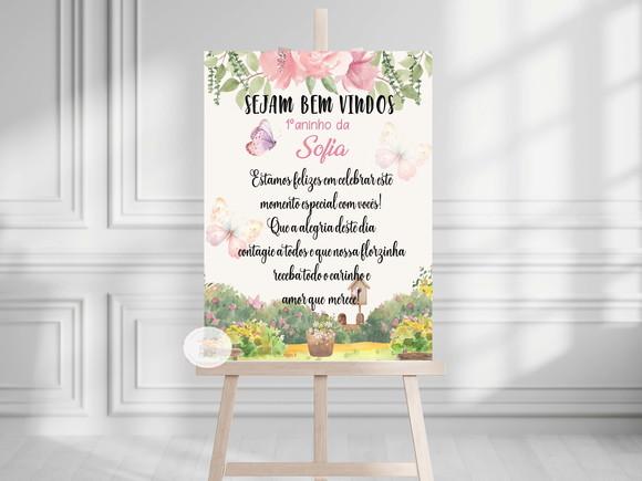 Placa de Boas-vindas Jardim Encantado Personalizada
