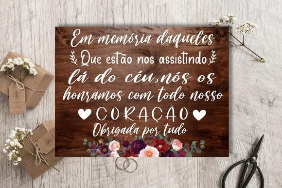 Placa de Casamento -para Homenagear Aquele Que se Foram