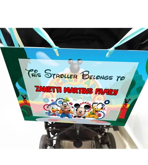 Placa de Identificação para Carrinho de Bebê-turma do Mickey